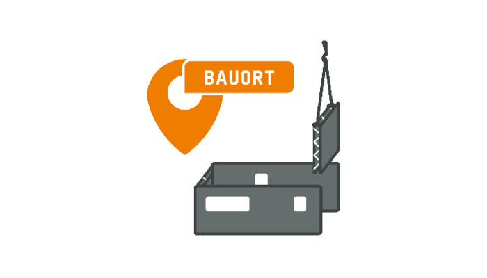 Icon für den Aufbau des MB-Fertigkellers am Bauort in zwei bis drei Tagen inklusive Koordination aller Folgegewerke